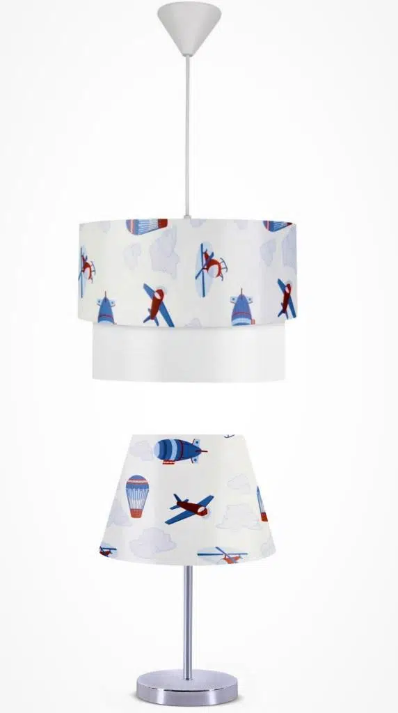 A&G Çocuk Odası Avize ve Abajur Seti Uçak Desen PVC Başlık
