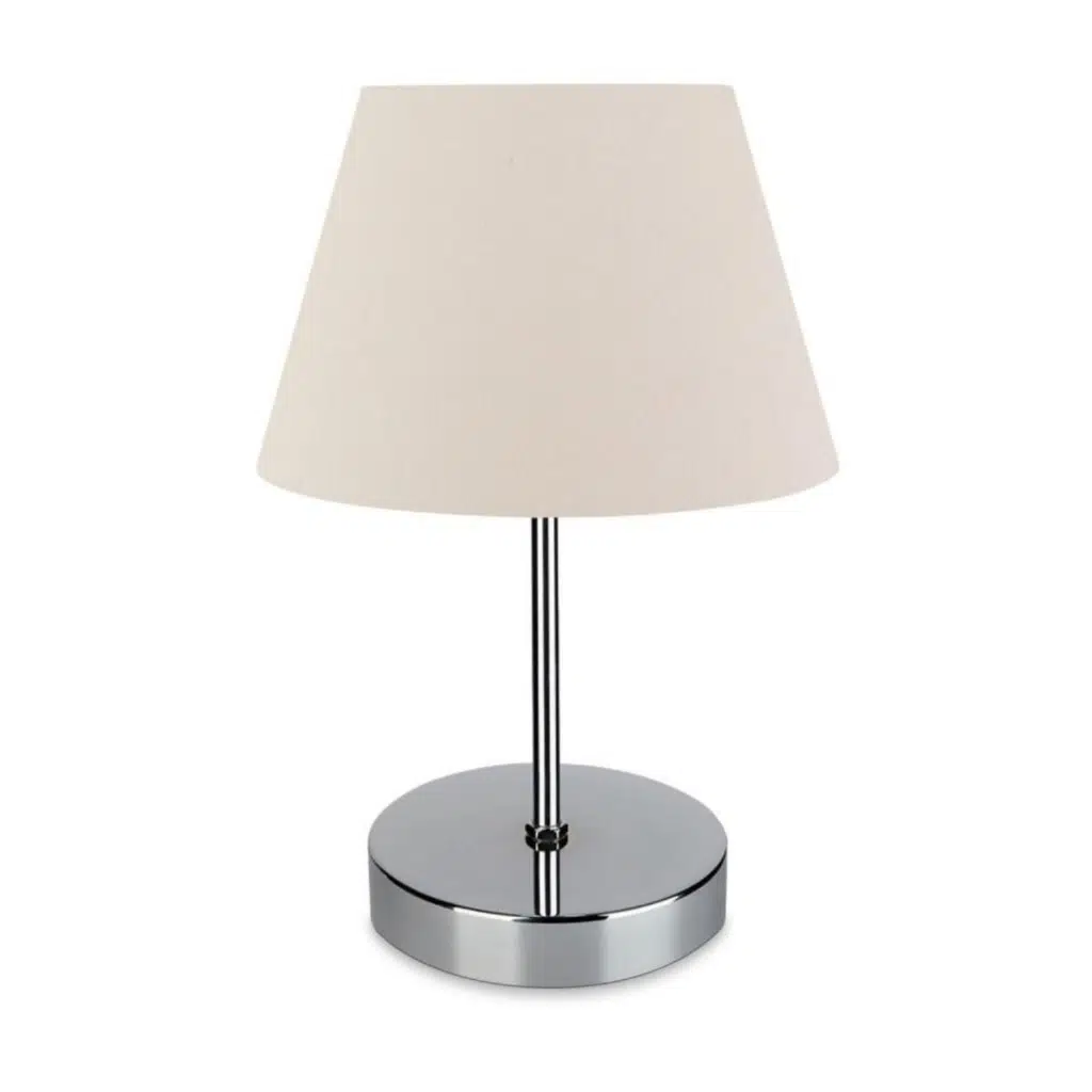 Kuzey Krom Gövdeli Metal Abajur Krem Kumaş Başlık Yatak Odası Salon Masa Lambası