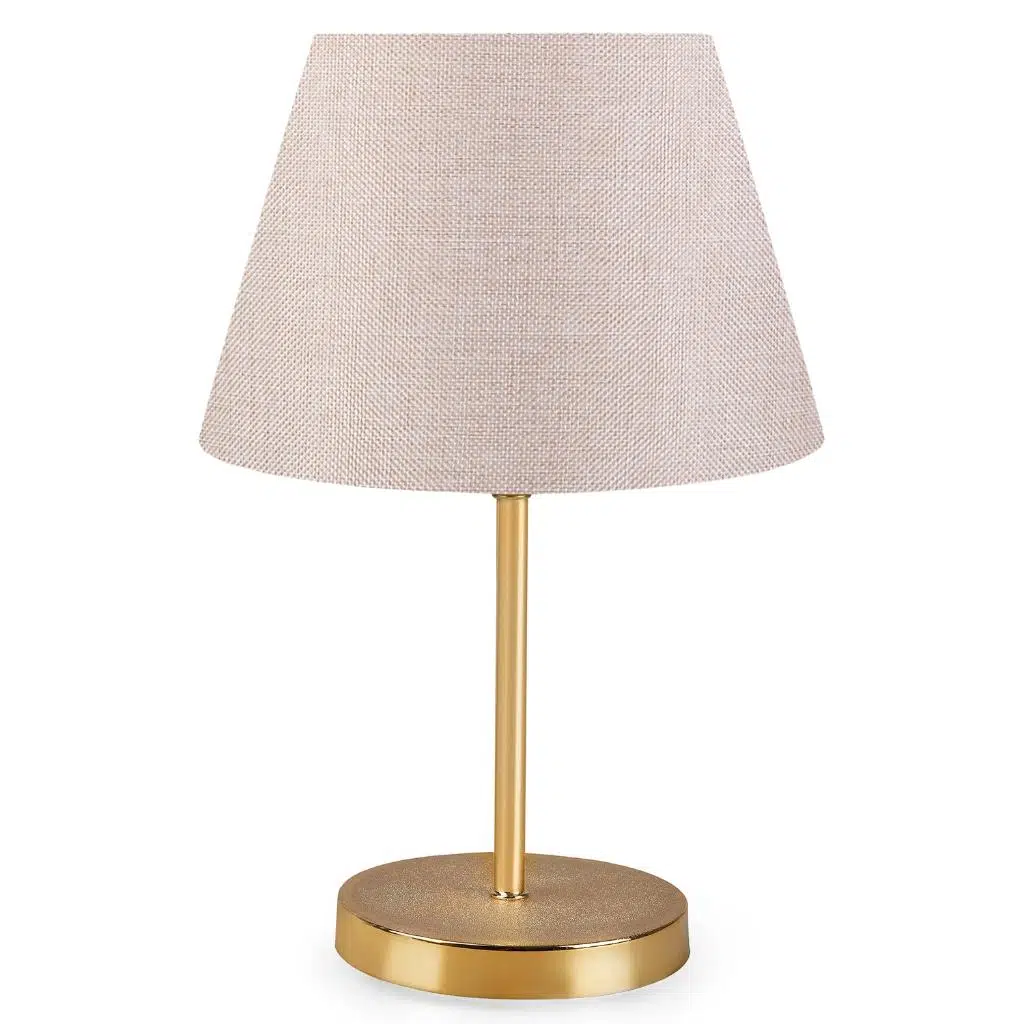Art Gold Gövdeli Abajur Pudra Dokuma Başlık Yatak Odası Masa Lambası