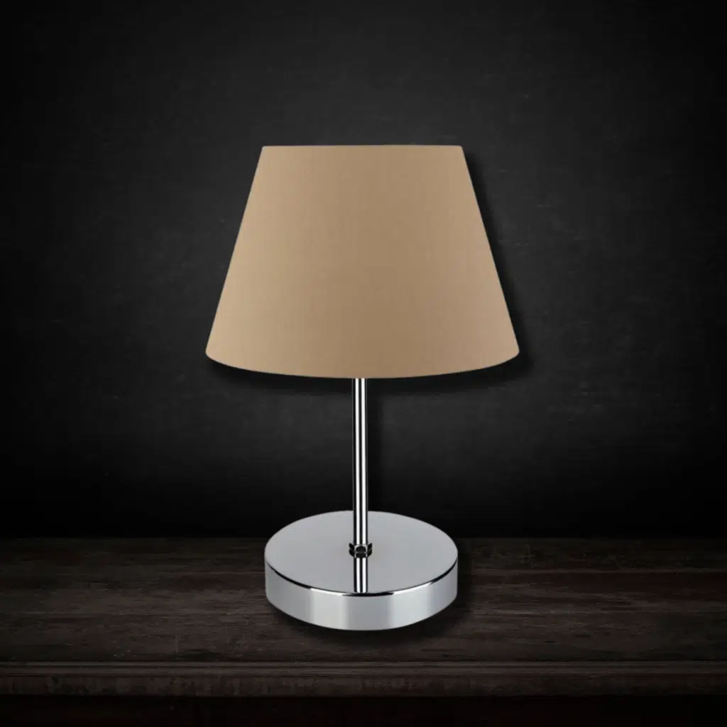 Kuzey Krom Gövdeli Abajur Kahve Başlık Kumaş Yatak Odası Oturma Odası