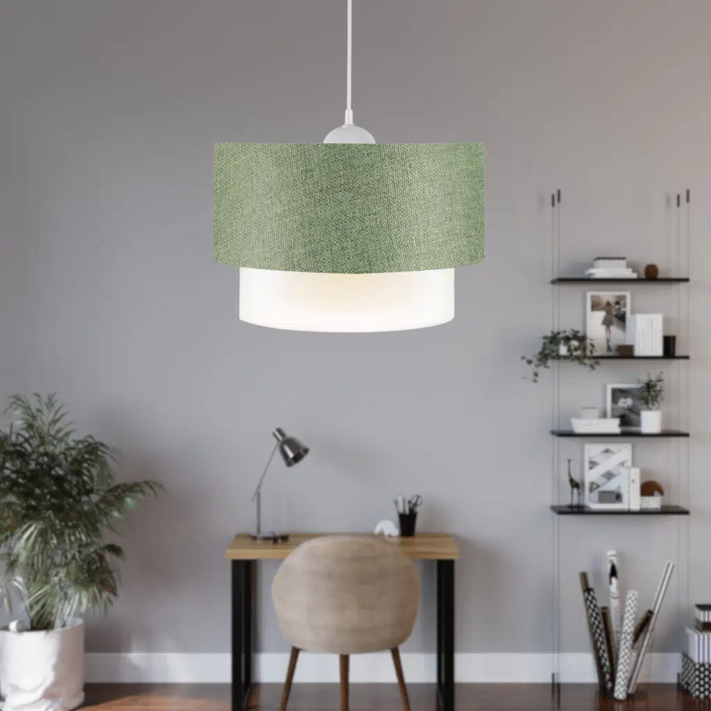 Pasta Tekli Sarkıt Haki Kumaş Salon Yatak Odası Genç Odası Avize