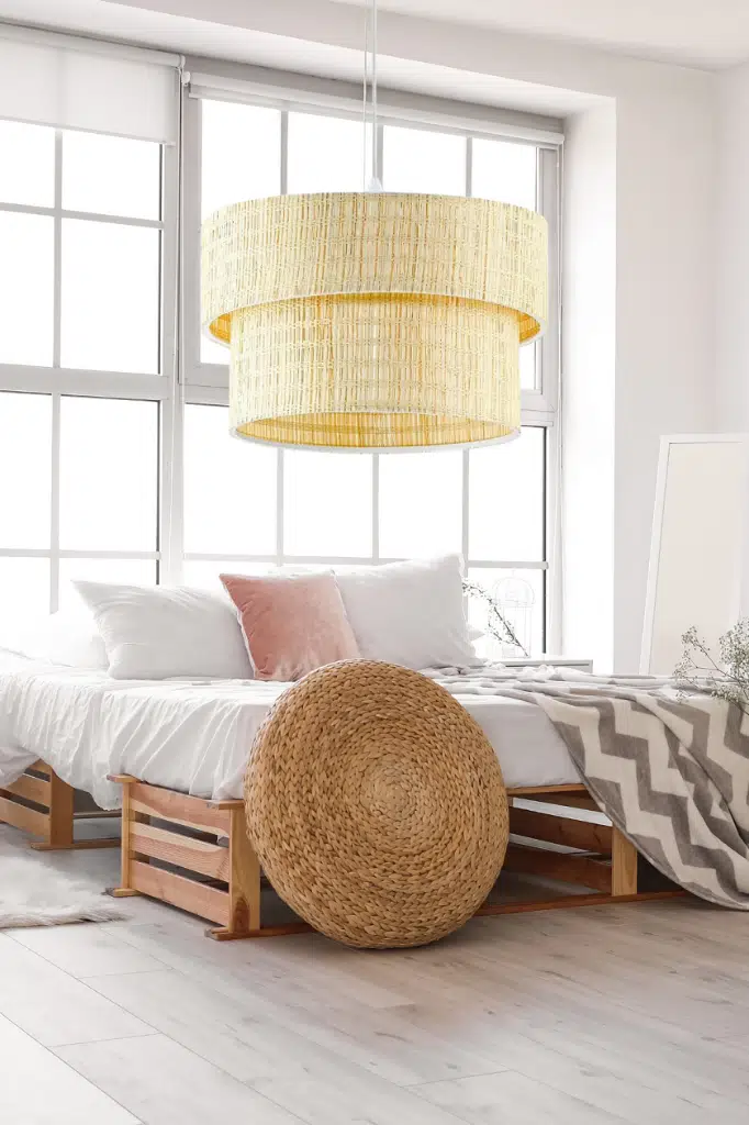 Rakkas Otantik Bambu Hasır Kaplama Pasta Sarkıt Yatak Odası Avize Salon Avize Yemek Odası