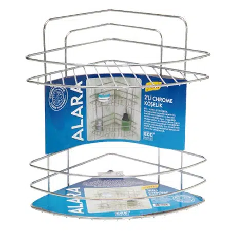 Alara Metal İki Raflı Banyo Köşesi Krom Kaplama Metal