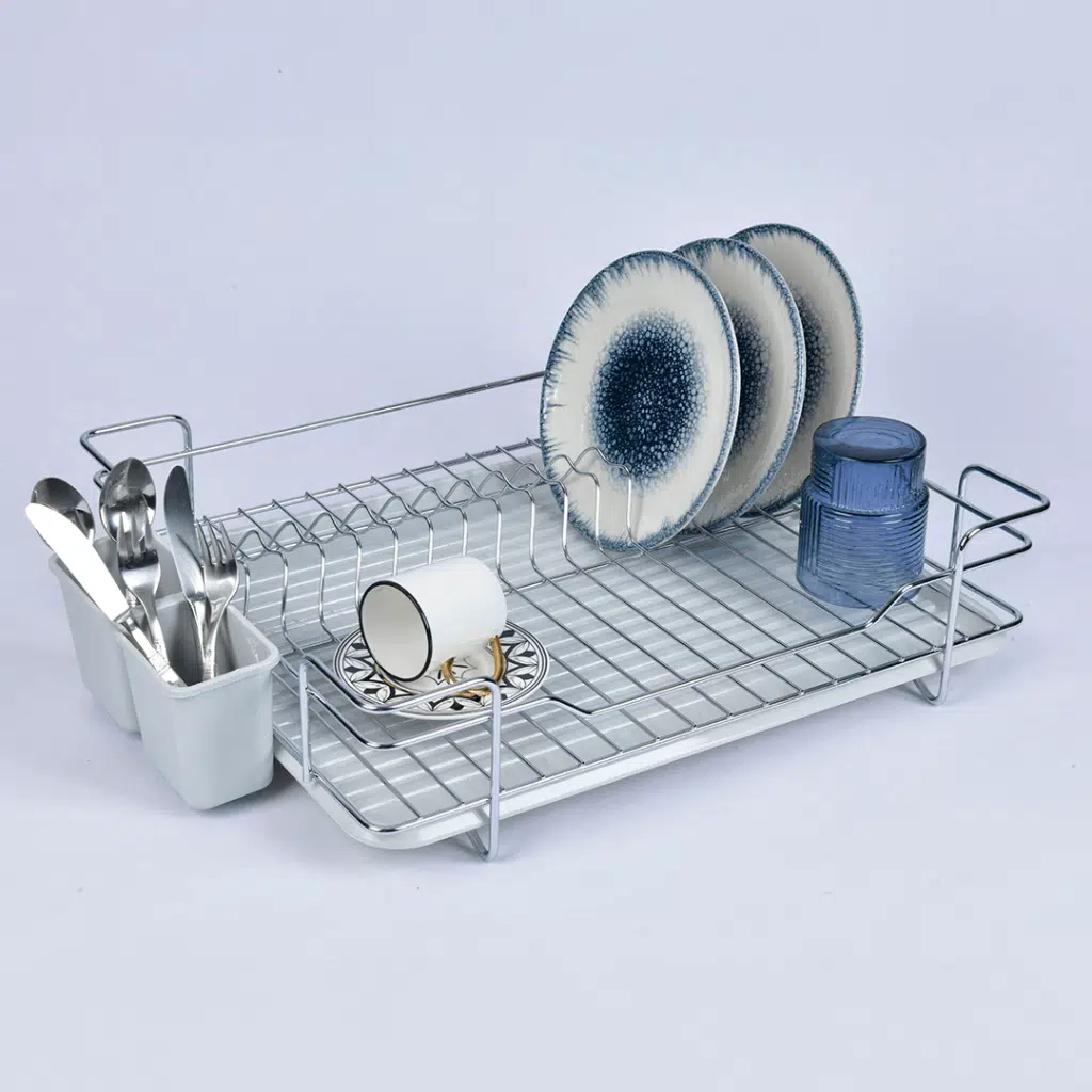 Ece Metal Damla Model Tabaklık Bulaşıklık Krom Kaplama Metal Sepet Plastik Tepsi