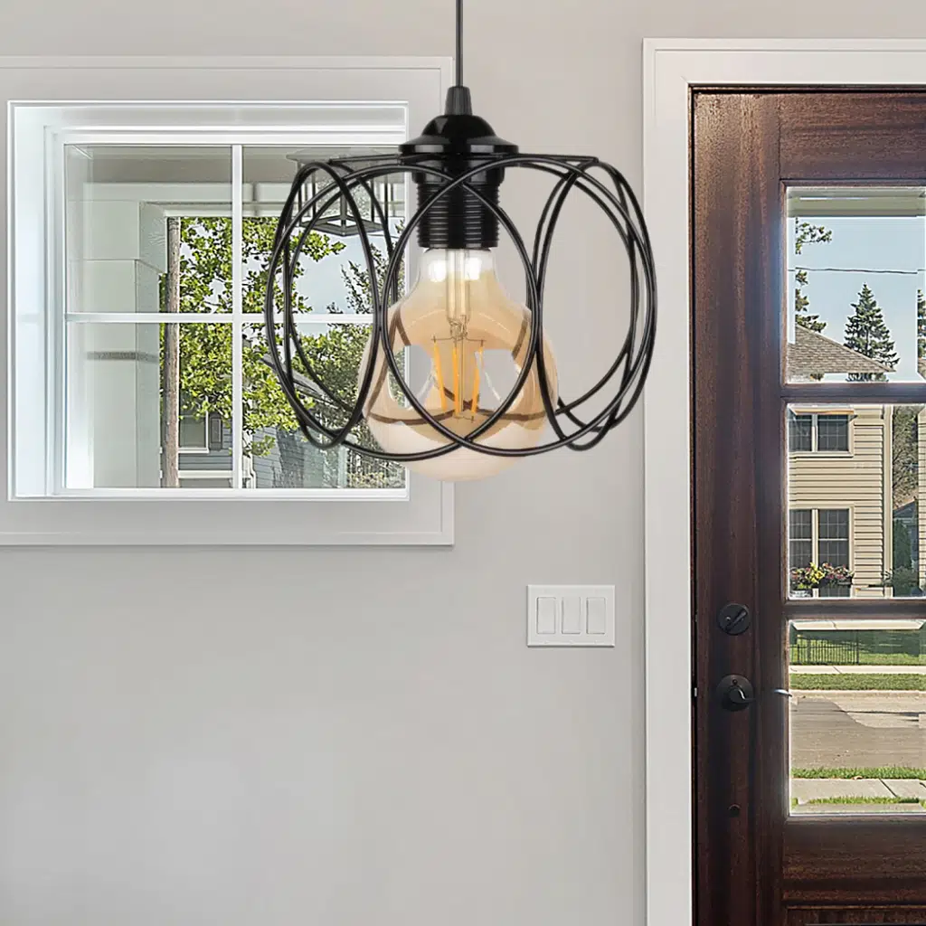 Evo Otantik Siyah Metal Avize Hol Giriş Sarkıt 