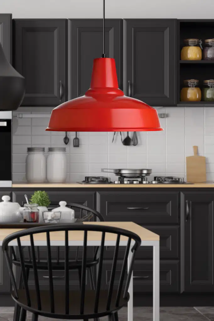 Grand Kırmızı Metal Tekli Avize Sarkıt Salon Mutfak Ofis Cafe Butik Lamba Aydınlatma Avizeler