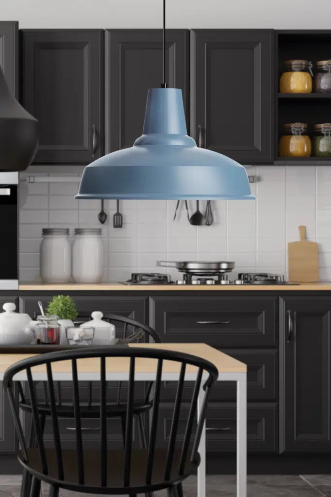 Grand Mavi Metal Tekli Avize Sarkıt Salon Mutfak Ofis Cafe Butik Lamba Aydınlatma Avizeler