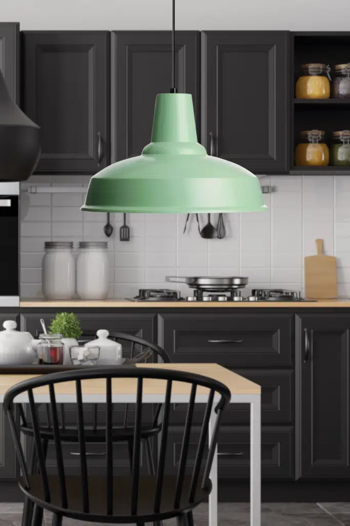 Grand Yeşil Metal Tekli Avize Sarkıt Salon Mutfak Ofis Cafe Butik Lamba Aydınlatma Avizeler