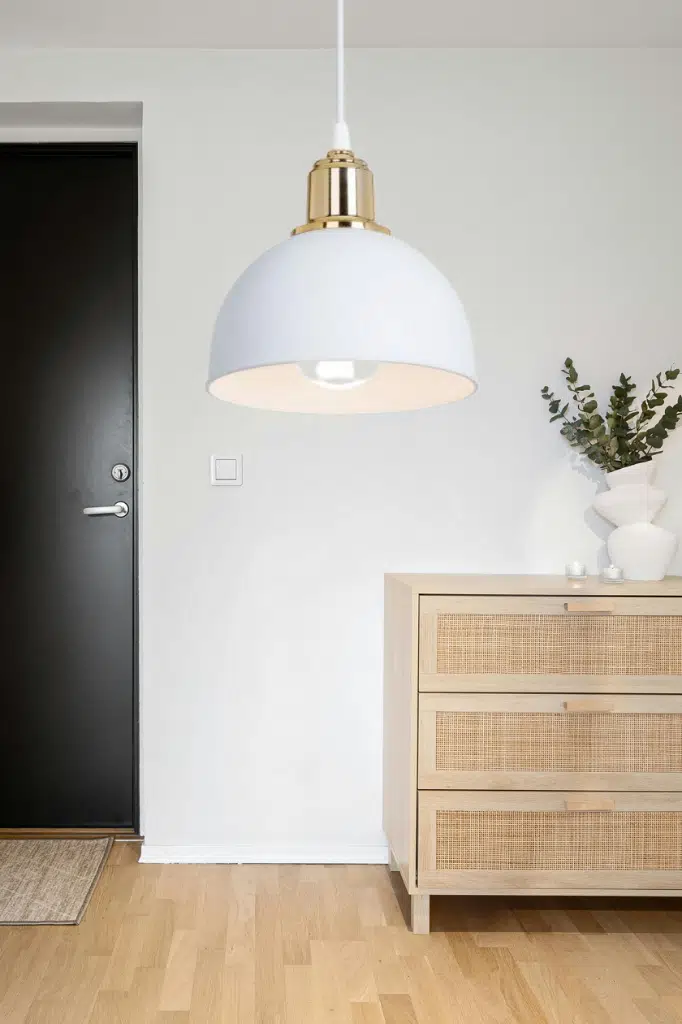 Haus Mini Yarım Küre Gold Kukalı ABS Beyaz Sarkıt Küçük Alanlara Uygun Mutfak Koridor Avize