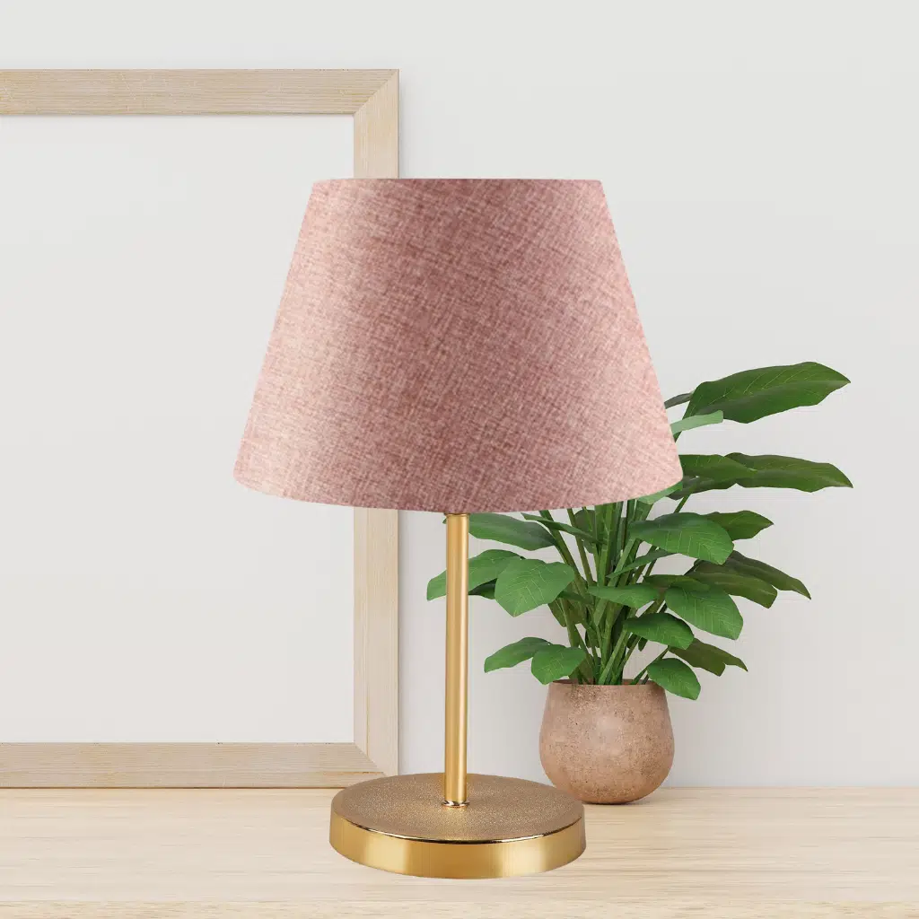 Art Gold Gövdeli Abajur Bej Kumaş Başlık Yatak Odası Salon