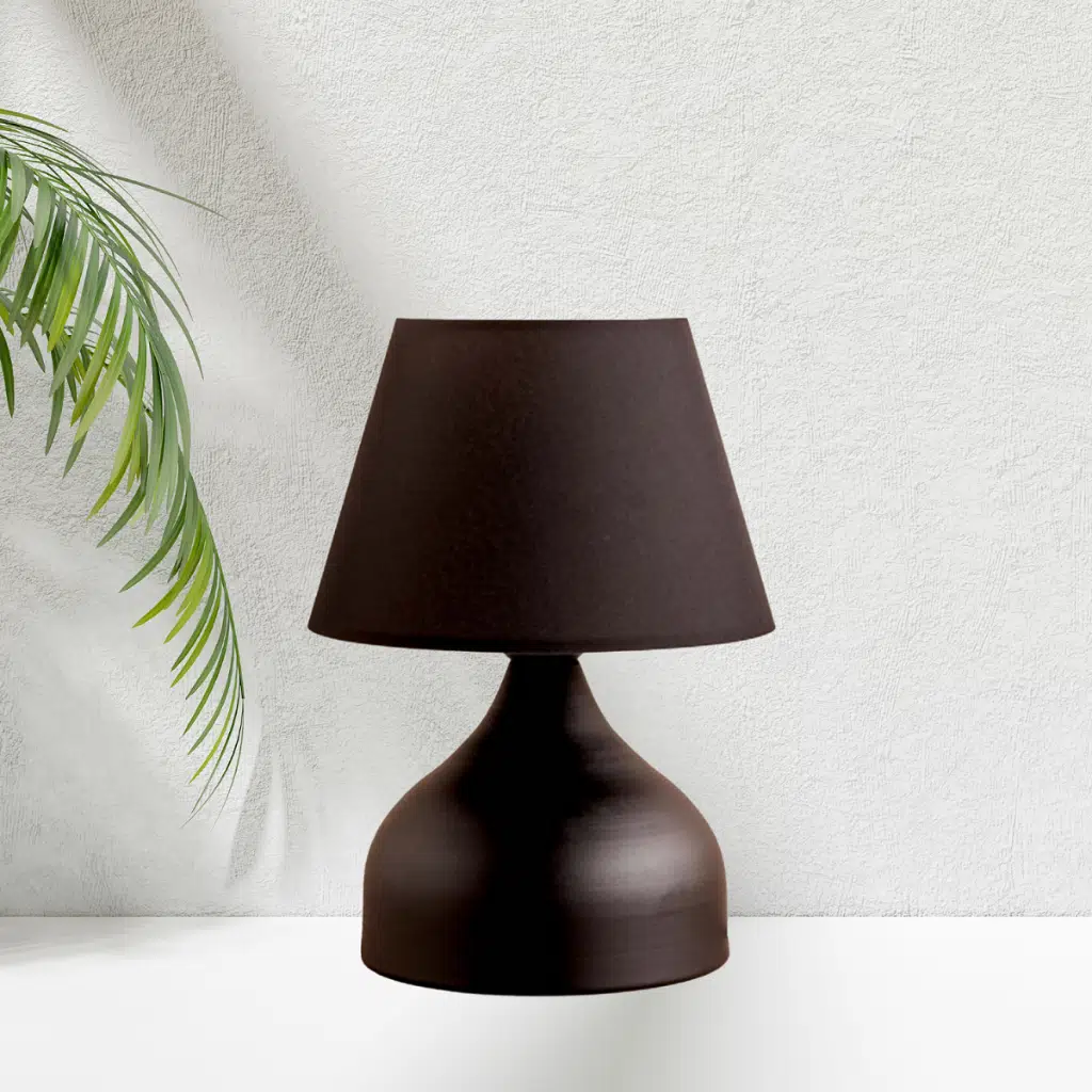 Milano Metal Gövdeli Abajur Siyah Konik Kumaş Başlık Yatak Odası Salon Cafe Aydınlatma