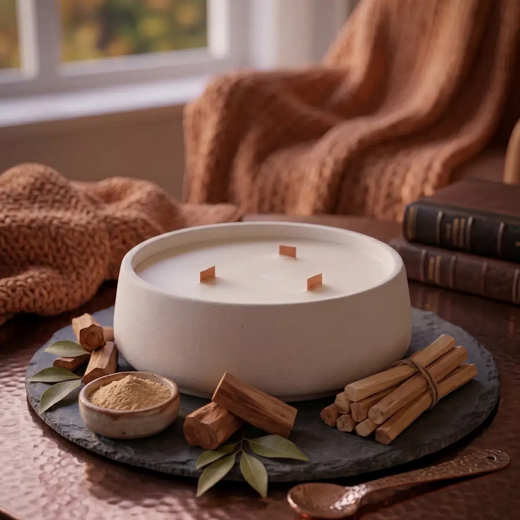 Sandal Ağacı Kokulu Dekoratif Beton Mum Yuvarlak Yatay Form Üç Fitilli Mum 250 Gr