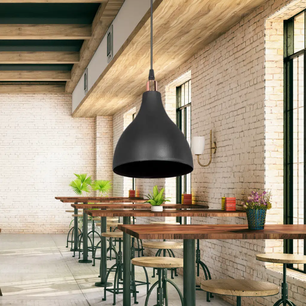 Solid Mika Tekli Tavan Sarkıt Avize Siyah Renk Mutfak Hol Cafe İşletme