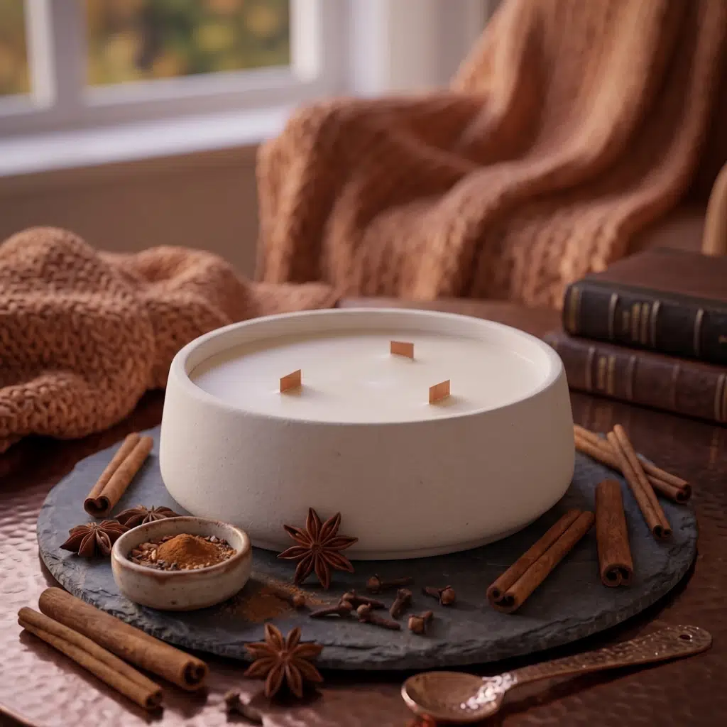 Tarçın Kokulu Dekoratif Beton Mum Yuvarlak Yatay Form Üç Fitilli Mum 250 Gr